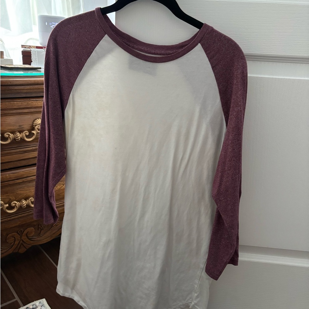 PacSun Long Sleeve Raglan Top - White and Purple